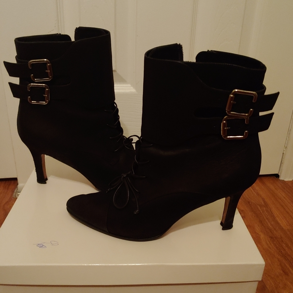 Manolo Blahnik Suede Black Boots